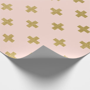 Faux Gold Folie Swiss Cross Pattern Cadeaupapier