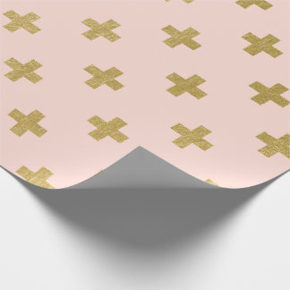 Faux Gold Folie Swiss Cross Pattern Cadeaupapier