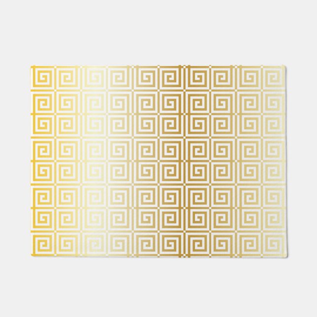 Faux Gold Folie Trellis Griekse Key Patroon Deurma Deurmat (Voorkant)