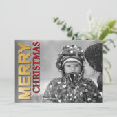 Faux Gold Folie Vrolijke Kerstkaart (Staand voorkant)