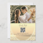 Faux Gold Folie Wedding Uitnodiging met QR-code (Achterkant)