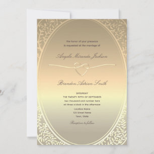 Faux Gold Folie Wedding Uitnodiging met QR-code