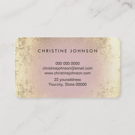 faux gold folie zonnebloem roze visitekaartje (Achterkant)