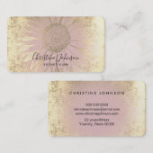 faux gold folie zonnebloem roze visitekaartje (Voorkant / Achterkant)