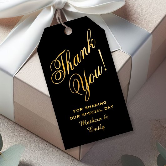 Faux Gold Font Gepersonaliseerd Dank u bruiloft gu Cadeaulabel