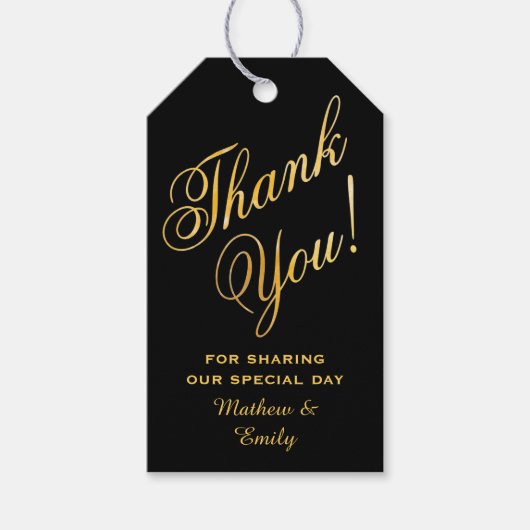 Faux Gold Font Gepersonaliseerd Dank u bruiloft gu Cadeaulabel (Voorkant)