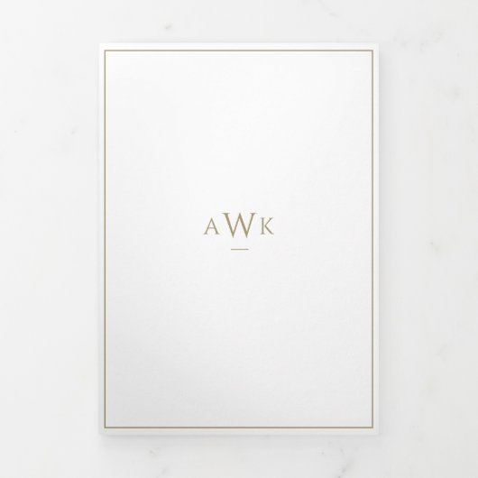 Faux Gold formele traditionele script bruiloft Drieluik Uitnodiging (Cover)