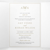 Faux Gold formele traditionele script bruiloft Drieluik Uitnodiging (Binnenkant midden)