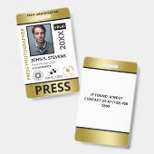 Faux Gold Foto & Drie Logo Press ID Badge (Voor- en achterkant)