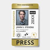Faux Gold Foto & Drie Logo Press ID Badge (Voorzijde)
