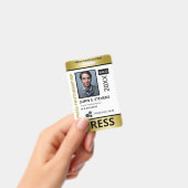 Faux Gold Foto & Logo Press ID Badge (Handheld)