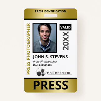 Faux Gold Foto & Logo Press ID Badge