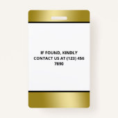 Faux Gold Foto & Logo Press ID Badge (Achterkant)