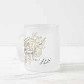 Faux Gold French Roos Floral Matglas Koffiemok (Voorkant links)