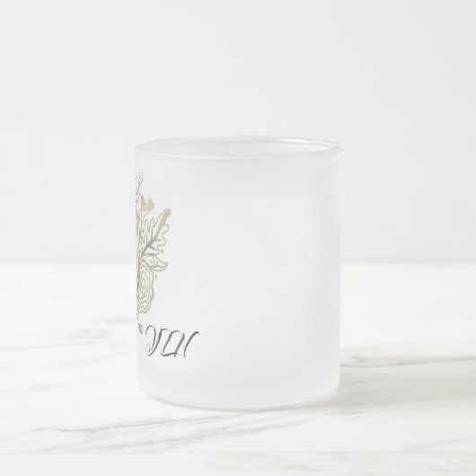 Faux Gold French Roos Floral Matglas Koffiemok (Center)