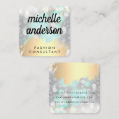 Faux Gold geborsteld met Boke Glitter Vierkante Visitekaartje (Voorkant / Achterkant)