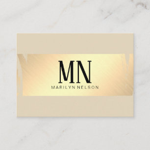 Faux Gold geborsteld met Chic Monogram / Beige Visitekaartje