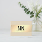 Faux Gold geborsteld met Chic Monogram / Beige Visitekaartje (Staand voorkant)