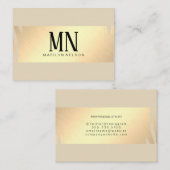 Faux Gold geborsteld met Chic Monogram / Beige Visitekaartje (Voorkant / Achterkant)
