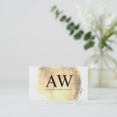 Faux Gold Geborsteld met Serif Monogram Visitekaartje (Staand voorkant)