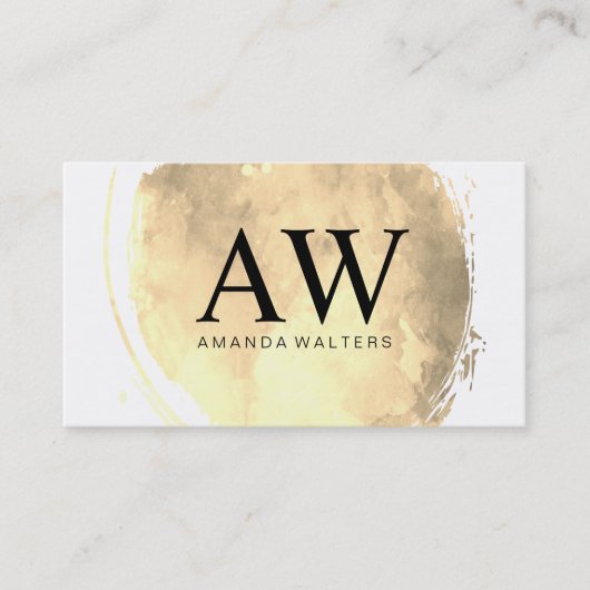 Faux Gold Geborsteld met Serif Monogram Visitekaartje (Voorkant)