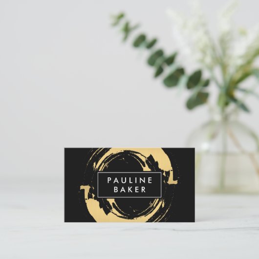 Faux Gold Geborsteld met Zwart Wit Label Variatie (Staand voorkant)