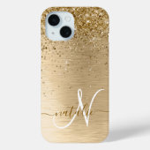 Faux Gold geborsteld metaal Glitter Print Monogram Case-Mate iPhone Case (Achterkant)