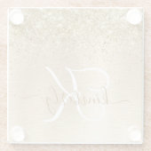 Faux Gold geborsteld metaal Glitter Print Monogram Glazen Onderzetter (Achterkant)
