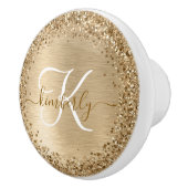 Faux Gold geborsteld metaal Glitter Print Monogram Keramische Knop (Rechts)