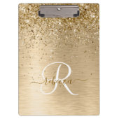 Faux Gold geborsteld metaal Glitter Print Monogram Klembord (Voorkant)