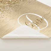 Faux Gold geborsteld metaal Glitter Print Monogram Sherpa Deken (3/4)