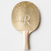 Faux Gold geborsteld metaal Glitter Print Monogram Tafeltennisbatje (Voorkant)