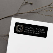 Faux Gold Gemstone Monogram Return Address Etiket