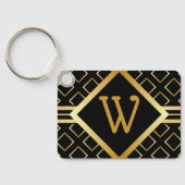 FAUX Gold Geometric INITIAL only Pattern on BLACK Sleutelhanger (Achterkant)