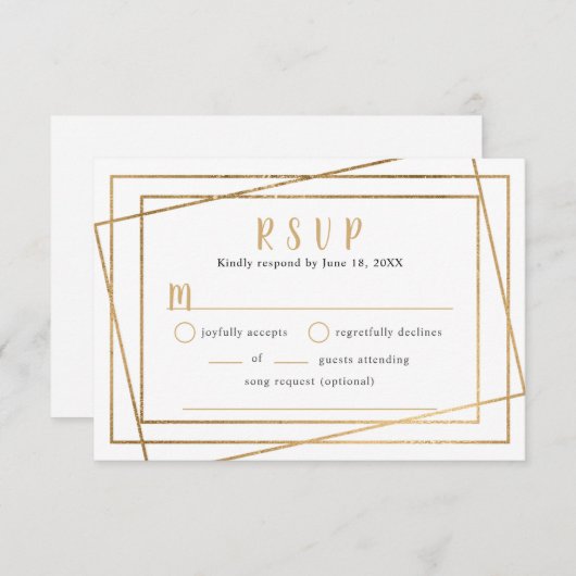 Faux Gold Geometric Lijst Wedding Buffet RSVP (Voorkant / Achterkant)