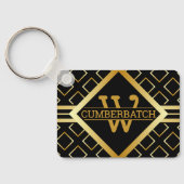 FAUX Gold Geometric MONOGRAM Pattern on BLACK Sleutelhanger (Achterkant)