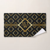 FAUX Gold Geometric Pattern met Monogram op BLACK Bad Handdoek (Handdoek)