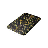 FAUX Gold Geometric Pattern met Monogram op BLACK Badmat (Gekanteld)