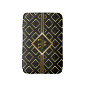 FAUX Gold Geometric Pattern met Monogram op BLACK Badmat (Voorkant Verticaal)