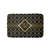 FAUX Gold Geometric Pattern met Monogram op BLACK Badmat (Voorkant)