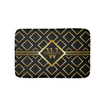 FAUX Gold Geometric Pattern met Monogram op BLACK
