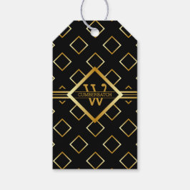 FAUX Gold Geometric Pattern with Monogram on BLACK Cadeaulabel