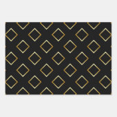 FAUX Gold Geometric Pattern with Monogram on BLACK Inpakpapier Vel (Voorkant)