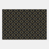 FAUX Gold Geometric Pattern with Monogram on BLACK Inpakpapier Vel (Voorkant 3)