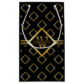 FAUX Gold Geometric Pattern with Monogram on BLACK Klein Cadeauzakje (Achterkant)