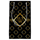 FAUX Gold Geometric Pattern with Monogram on BLACK Klein Cadeauzakje (Voorkant)