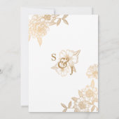 Faux Gold Gilded Boho  Floral Wedding Kaart (Achterkant)