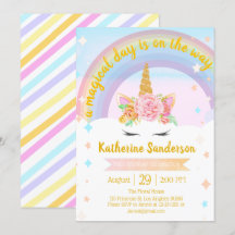 Faux Gold Girls Magical Unicorn Rainbow Birthday