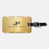 Faux Gold Glamor Sjabloon Modern Monogram Bagagelabel (Voorkant horizontaal)