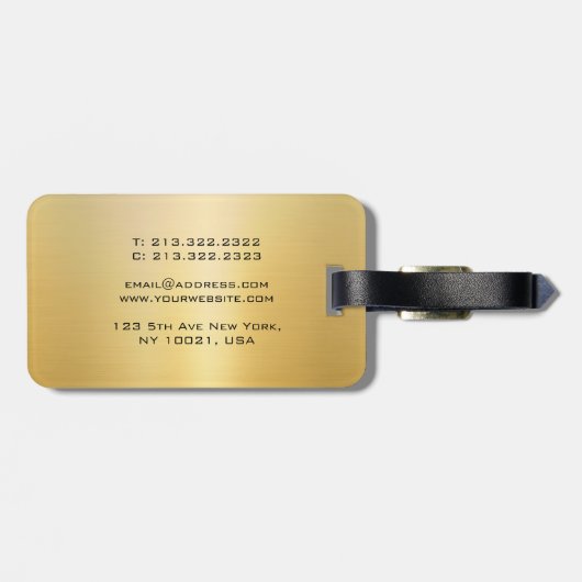 Faux Gold Glamor Sjabloon Modern Monogram Bagagelabel (Achterkant horizontaal)